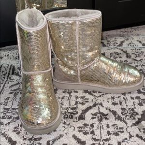 Silver sequin uggs